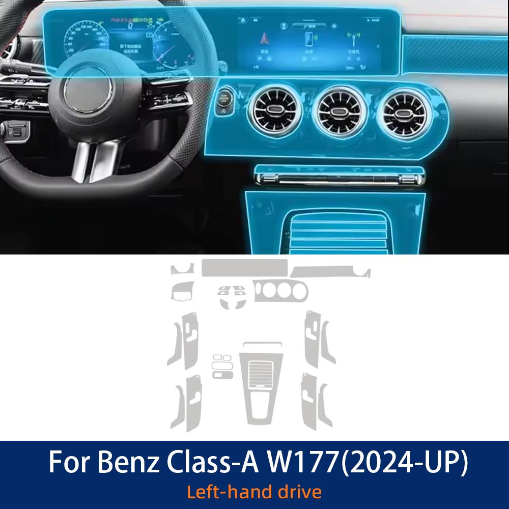 TPU Schutzfolie für das Fahrzeuginnere für Mercedes Benz MB A-Klasse W177 2024 2025 Auto Mittelkonsole Transparent Kratzfest Reparatur