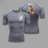 Herren Sommer Sport Kompressions-T-Shirt Atmungsaktiv Schnelltrocknend Hohe Elastizität Kurzarm-T-Shirt mit Kräftigem Stationed Corps Grafik Fitnessstudio