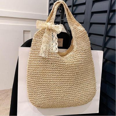 Damen-Umhängetaschen mit großer Kapazität, handgefertigt, aus Stroh, gewebt, modische Reise-Einkaufstasche, Damen-Handtaschen mit Bohemis-Design zum Einkaufen