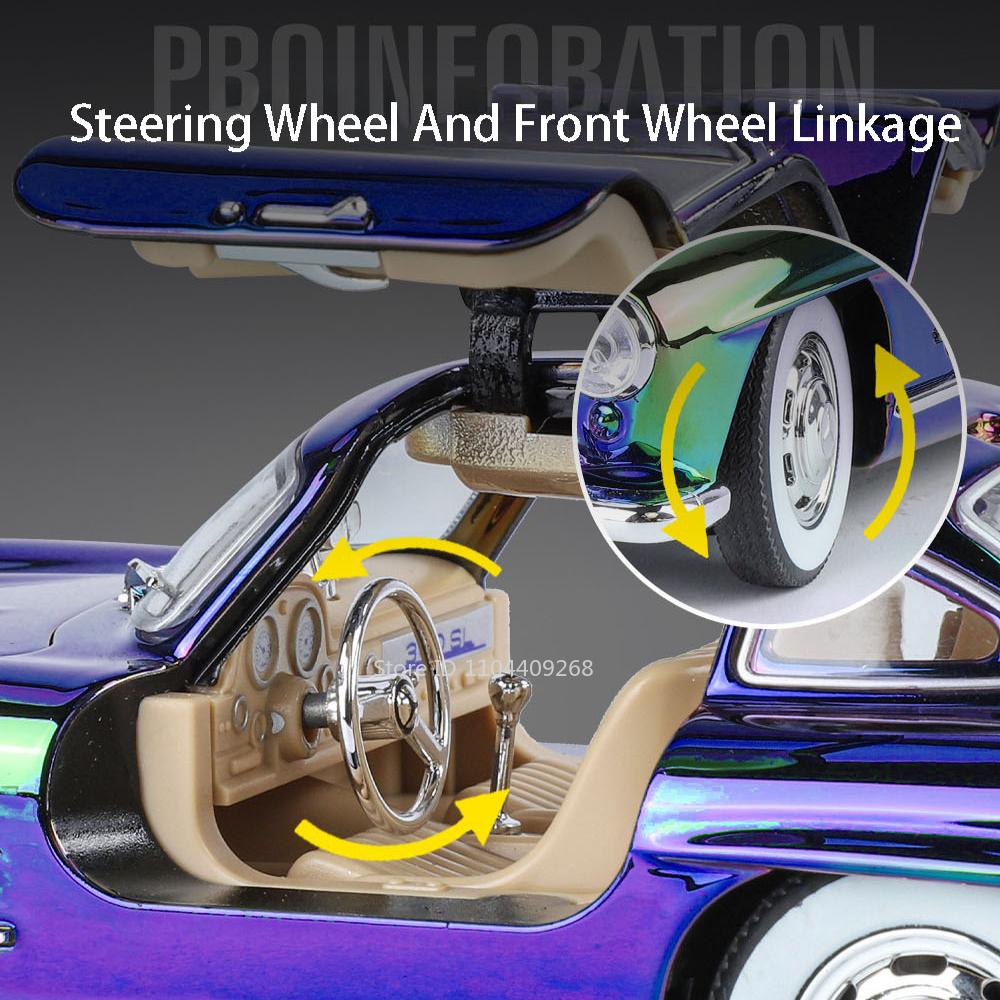 1:24 Scale 300SL S400L Car Toy Model Doors Opened Metal Diecast Electric-plated Vehicles Sound Light Models Collection Gifts Boy
