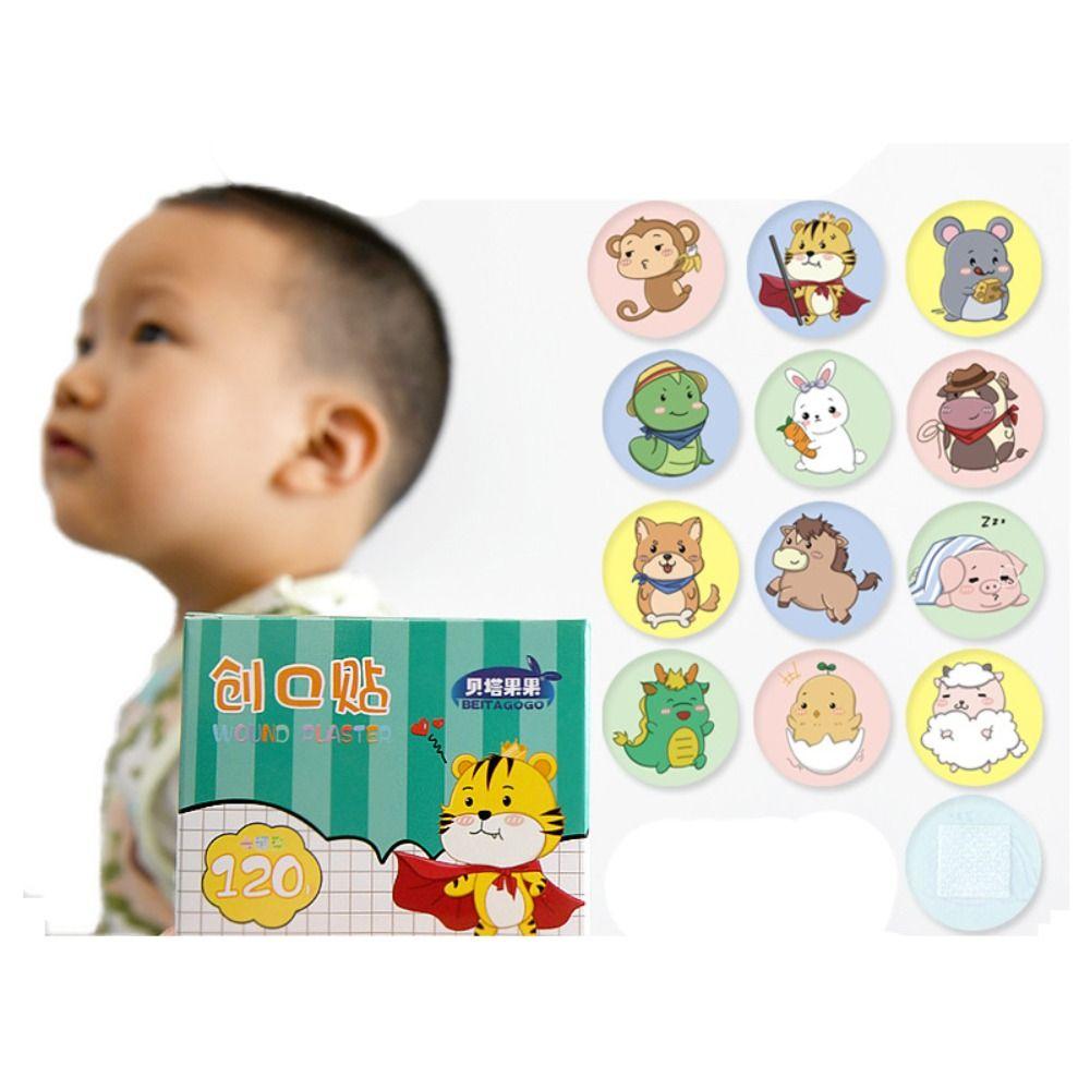 100/120PCS Round Round Band Aid Wound Dressing Children  Adhesive Bandages Cute Cartoon Bands Aid