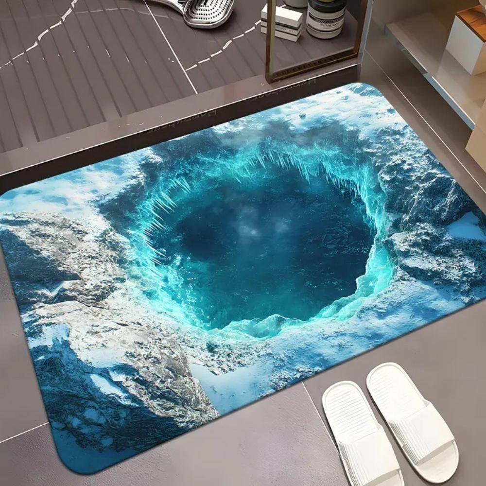 Creative Ice Cave Design Doormat Playful Glacier Cave Theme Pattern Non Slip Entrance Rug for Living Room Bedroom Entrance Decor