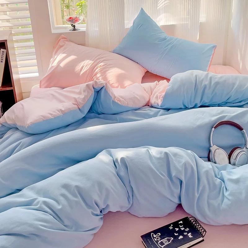 Lenjerie de Pat Bumbac Set de Pat cu Cearșaf Husă de Plapapă Față de Pernă Dimensiune Singur Cuplu Cearșaf de Pat King Queen Dublu Twin