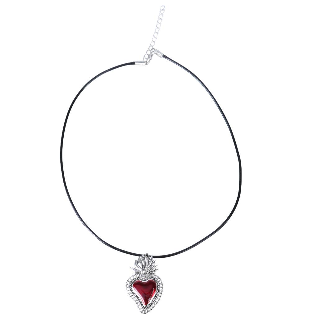 Gothic Style Sacred Heart Necklace Personalized Scared Heart Pendant Neck Chain Delicate Collarbone Chain Accessory