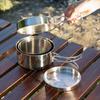 Uncoated Outdoor Frying Pan Set Stainless Steel Picnic Bowl Pot Set  Backpacking