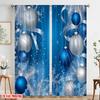 2pcs,2D plane printing Pattern Curtains Blue Silver Christmas Ornaments 100% Polyester (without rod) All Seasons Perfect for