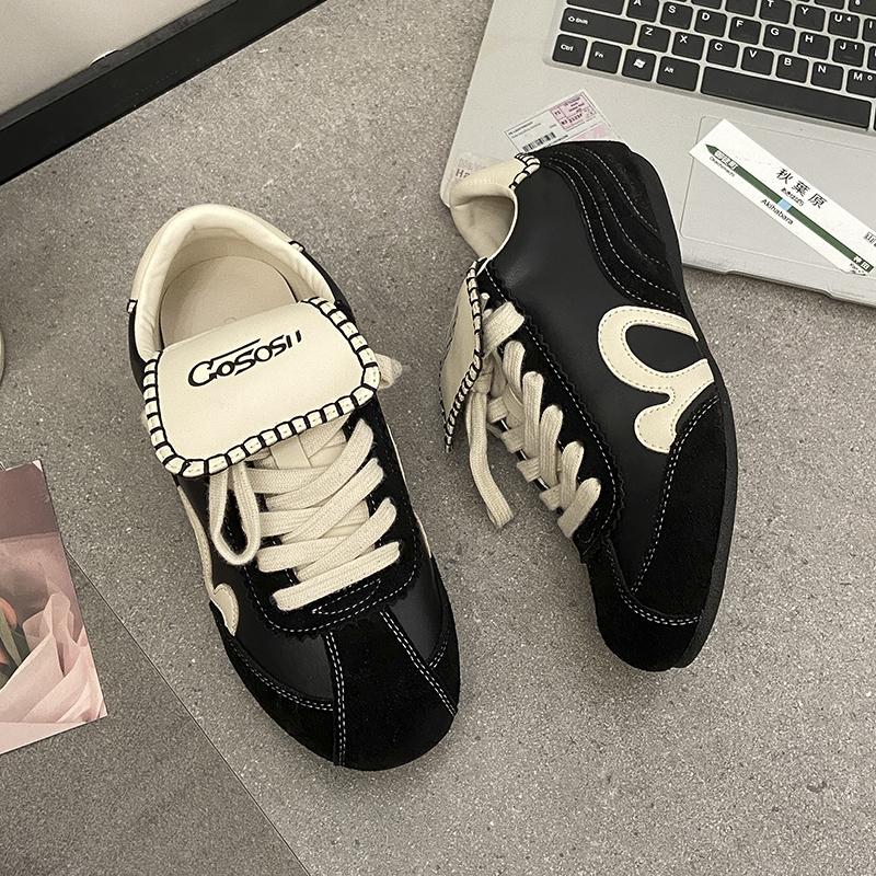Fashion German Training Shoes Women 2025 New Genuine Leather Women Sneakers Flat Lace-up Retro Large Size Forrest Gump Shoes Women