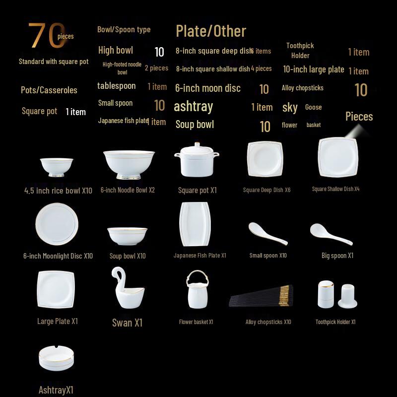 

LISM European Style Gold-Rimmed Ceramic Dinnerware Set