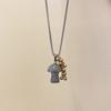 Spotted Tiger Eye Stone Mushroom Pendant Long Versatile Clavicle Chain Necklace for Women's Niche Exquisite Accessories
