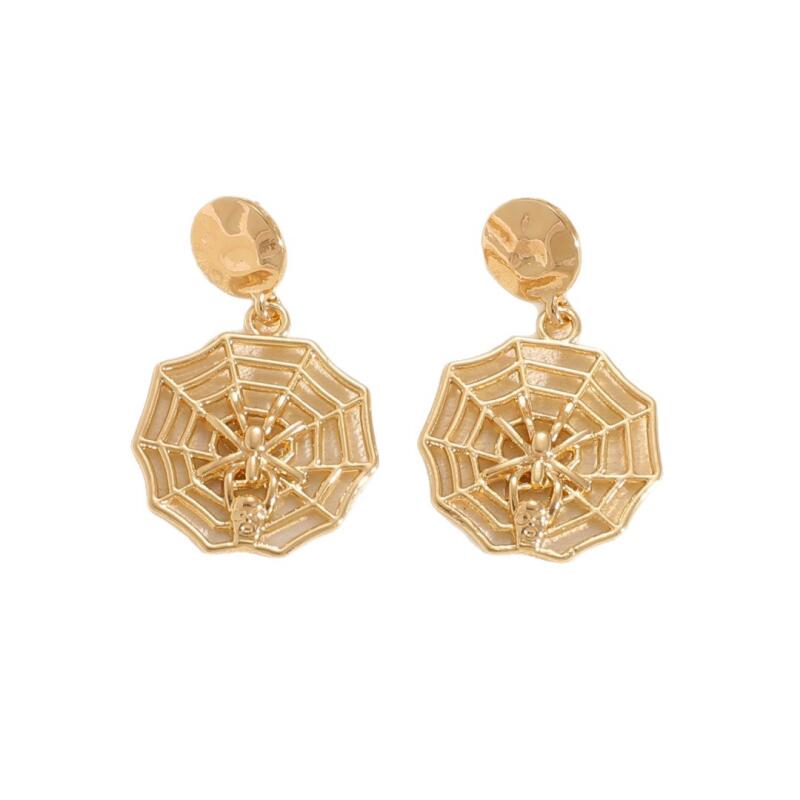 1 Pair Gothic Spider Web Earrings - Adjustable Hollow Design Halloween Hypoallergenic Statement Ear Pins