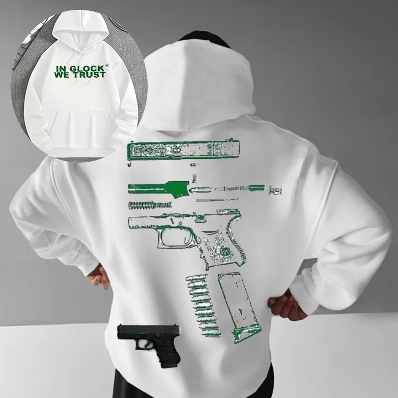 

2025 Summer Kixkz, GLOCK Men s Brand 100% Cotton Print Sweater Hoodie, Women s Clothing WE TRUST Letter Oversized Trend Y2K 3XL