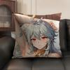 Razor Cute Genshin Impact Cushion Cover Natural Linen Organic Fabric DoubleSided Printing Sofa Home Decor Gift Pillow Case