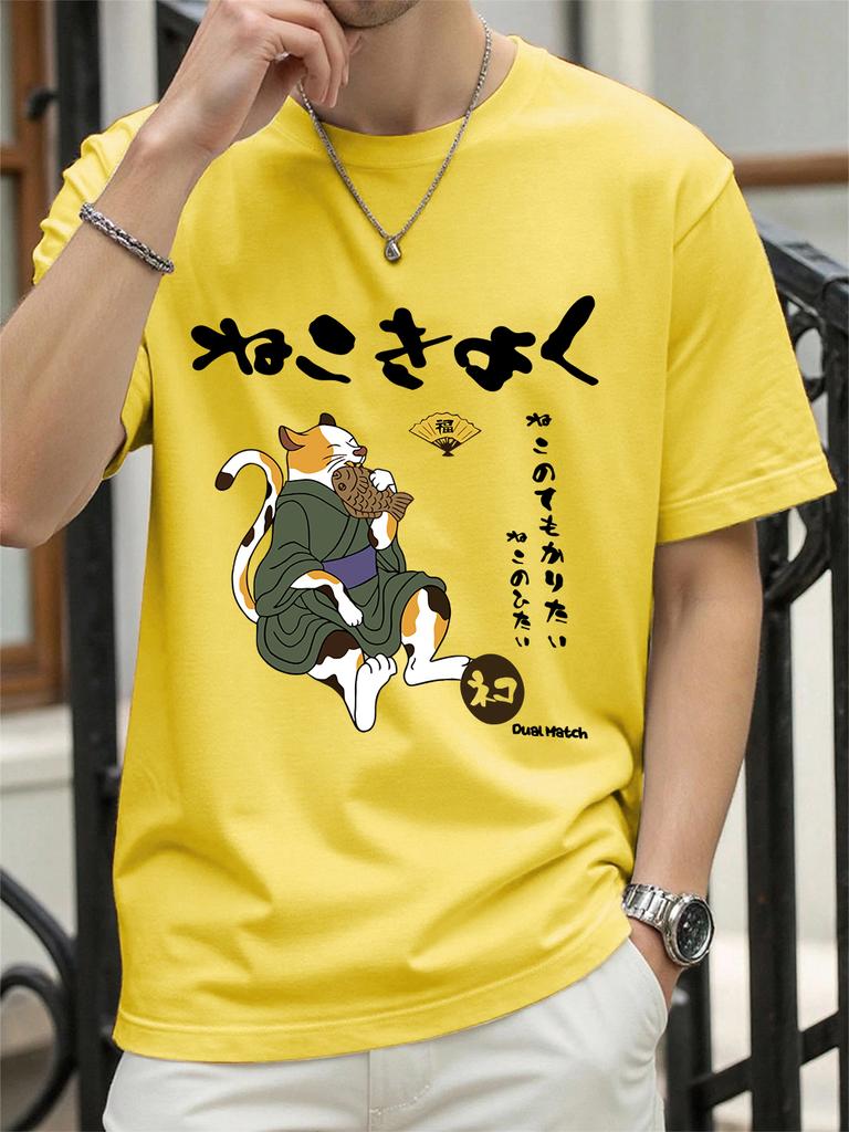 Original Japanese Retro Cat Printed TShirts Womens Summer Cotton Tops ONeck Soft Loose Short Sleeve T Shirt Casual Clothes