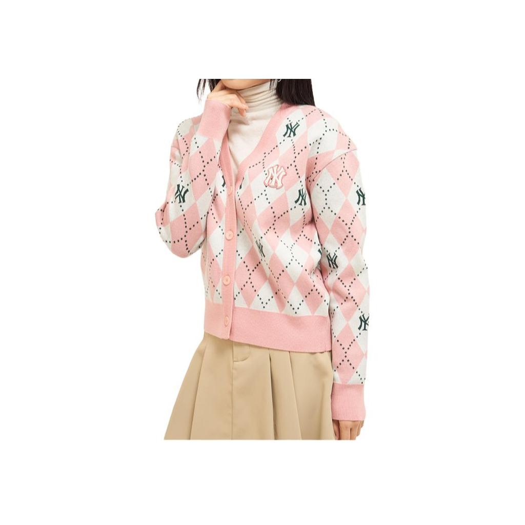 MLB New York Yankees Diamant Logo Gestickter Strickpullover Damenpullover Rosa 3FKCM0134-50PKD
