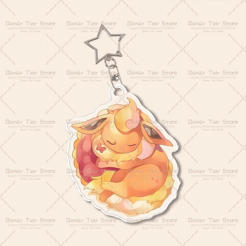 Kawaii Sleeping Sylveon Leafeon Vaporeon Glaceon Espeon Eevee Umbreon Acrylic Keychain Anime Cartoon Keyring Bag Pendant Gift