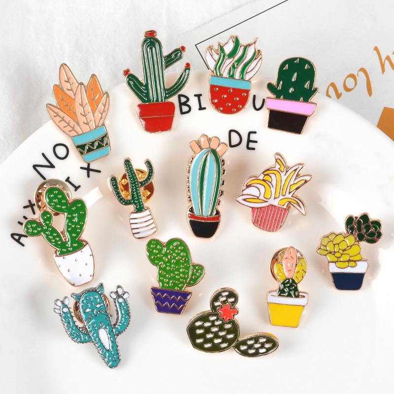 Unique Cartoon Creative Cactus Brooch Pin Accessory For Fashionable Apparel Use