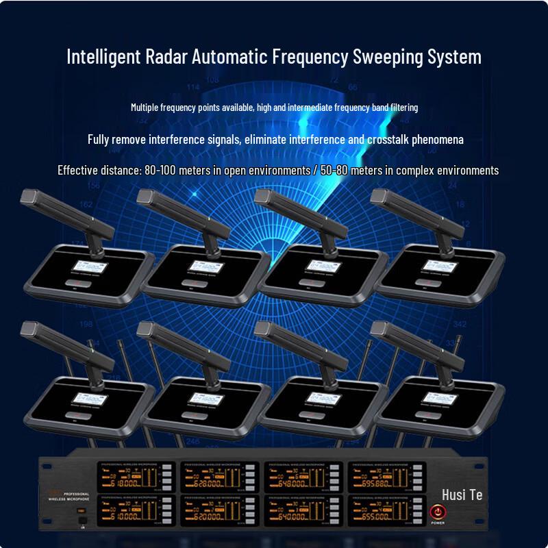 Husite DC-120-4E Wireless Conference Gooseneck Microphone System (CN Version)