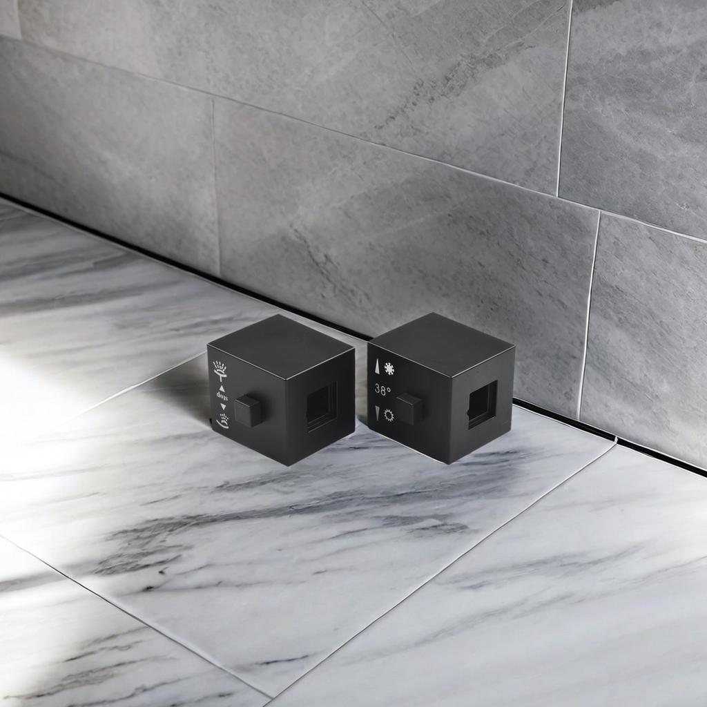 Premium Black Thermostatic Handle Knob for Precise Shower Temperature Control