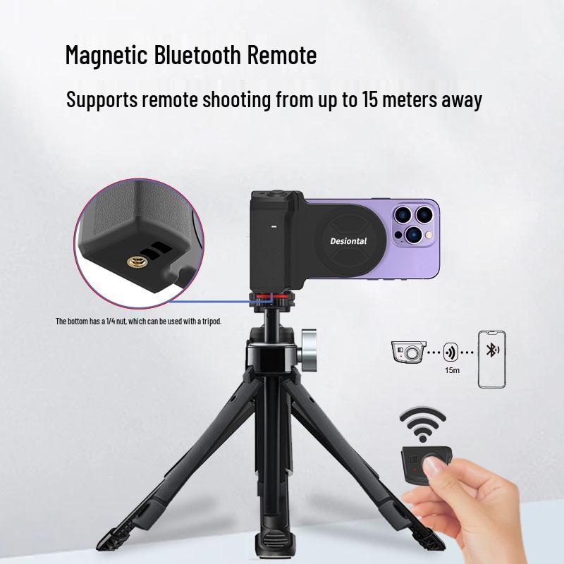 Magnetic Phone Grip & Bluetooth Remote Stabilizer for Enhanced Photography