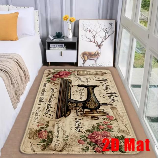 

2D Printing Color Sewing Floral Floor Mat Kitchen Mat Soft and Bedroom Living Room Dining Room Kitchen Entrance Mat Floor Mat 40x60cm