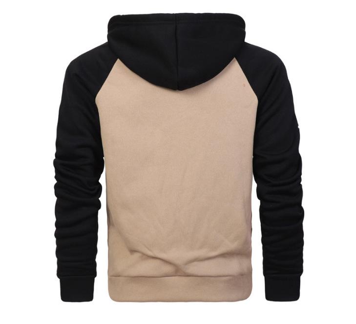 Men S Color Block Raglan Sleeve Hooded Zip Up Sweatshirt Casual Autumn Winter