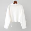 Women's Waffle Sweatshirt Fashion Solid Color Top Casual Short Long Sleeve Pullover Thin Section