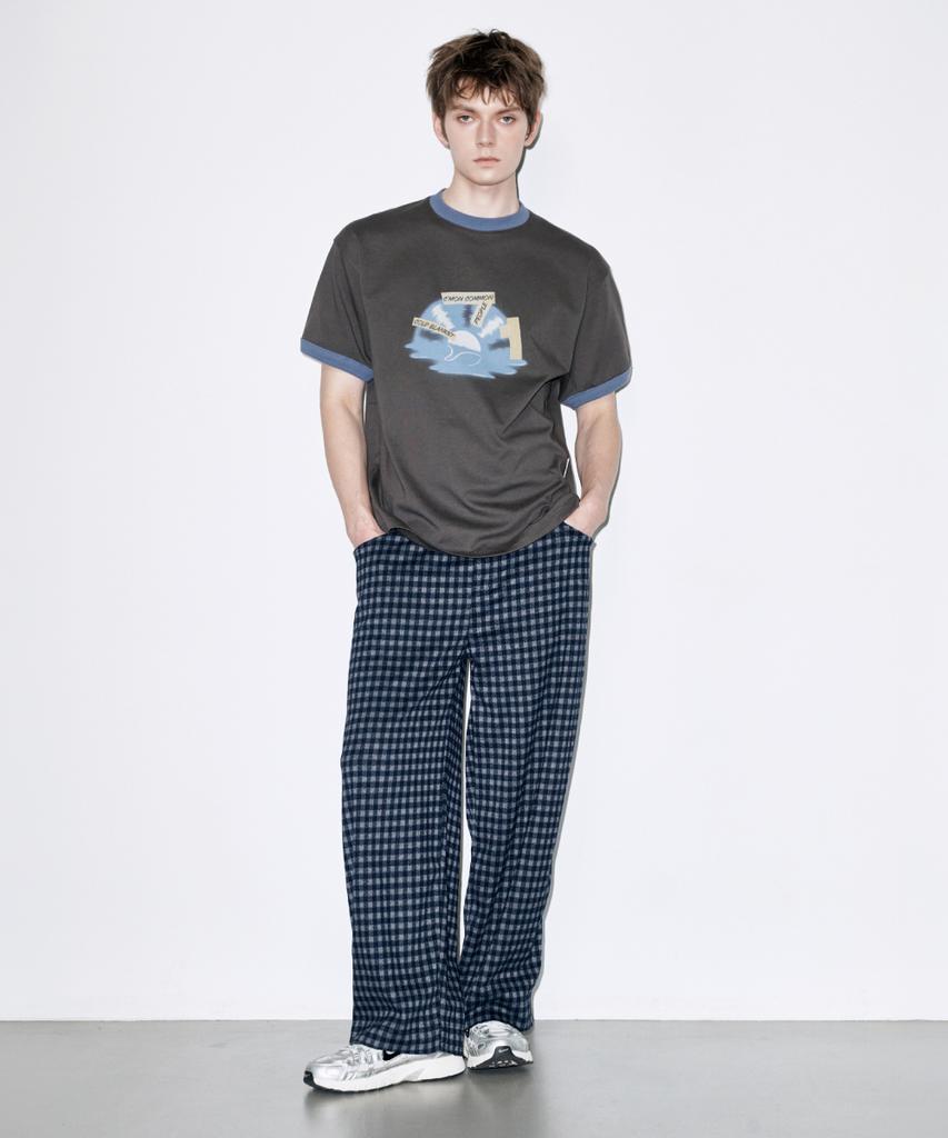 Koldeubeullaengkis Melting Lp Ringer Oversized Short Sleeve T-Shirt Charcoal