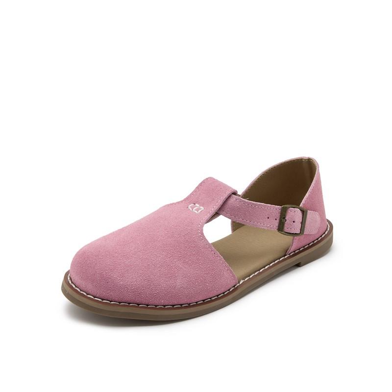 

Модные женские сандалии AIYUQI на плоской подошве в стиле ретро из матовой натуральной кожи, новая коллекция 2024, полые женские туфли, римские сандалии-босоножки с закрытым носком для женщин 35 розовый