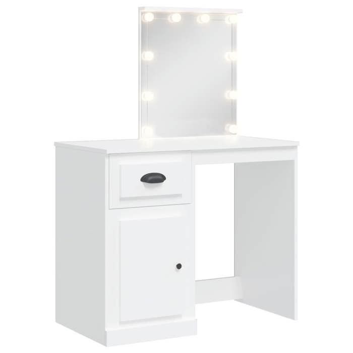 VidaXL Coiffeuse avec Lumières LED, Table de Maquillage avec Miroir et Tiroir, Table Cosmétique avec Compartiment, Meuble de 834970
