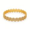 Elegant Hollow Out Floral Edge CZ Stone Inlaid Gold Plated Copper Bracelet Women Lightweight Fashionable Accessory