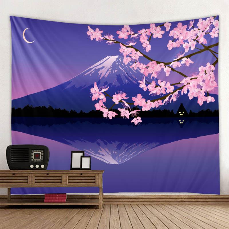 Krajina ilustrace gobelín hvězdná obloha za oknem stěna visící bohémský hippie domácí dekorace tištěné prostěradlo