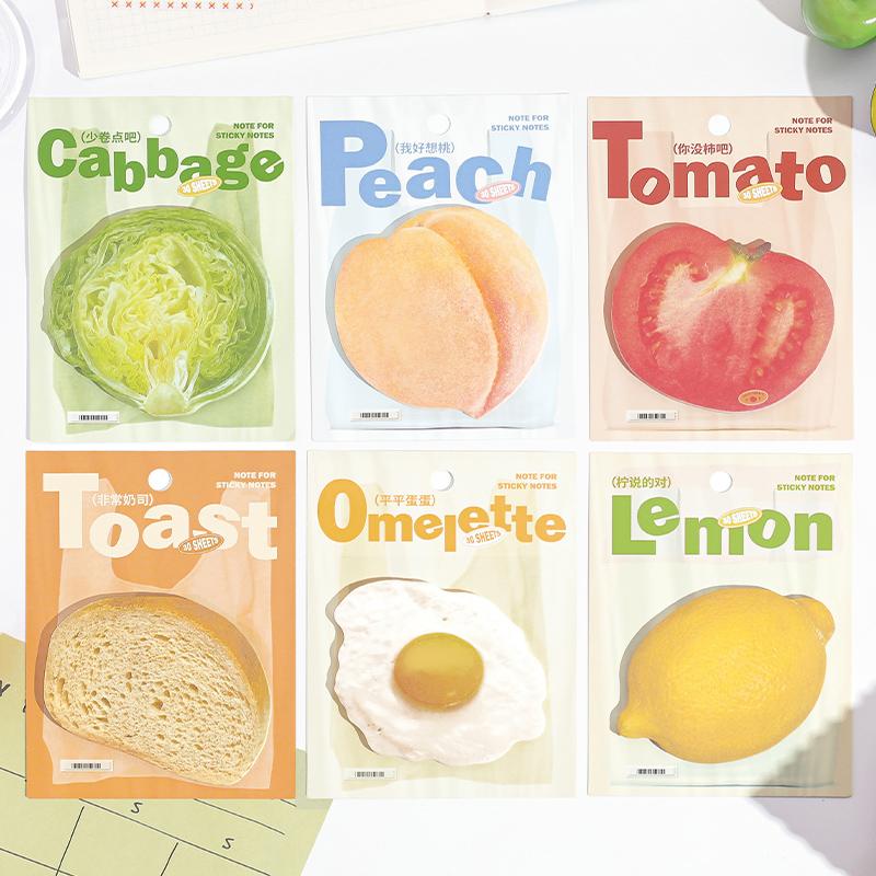 30pcs Kawaii Fruit and Vegetable Message Convenience Sticker Creative Student Stationery Notes DIY Scrapbook Decoration