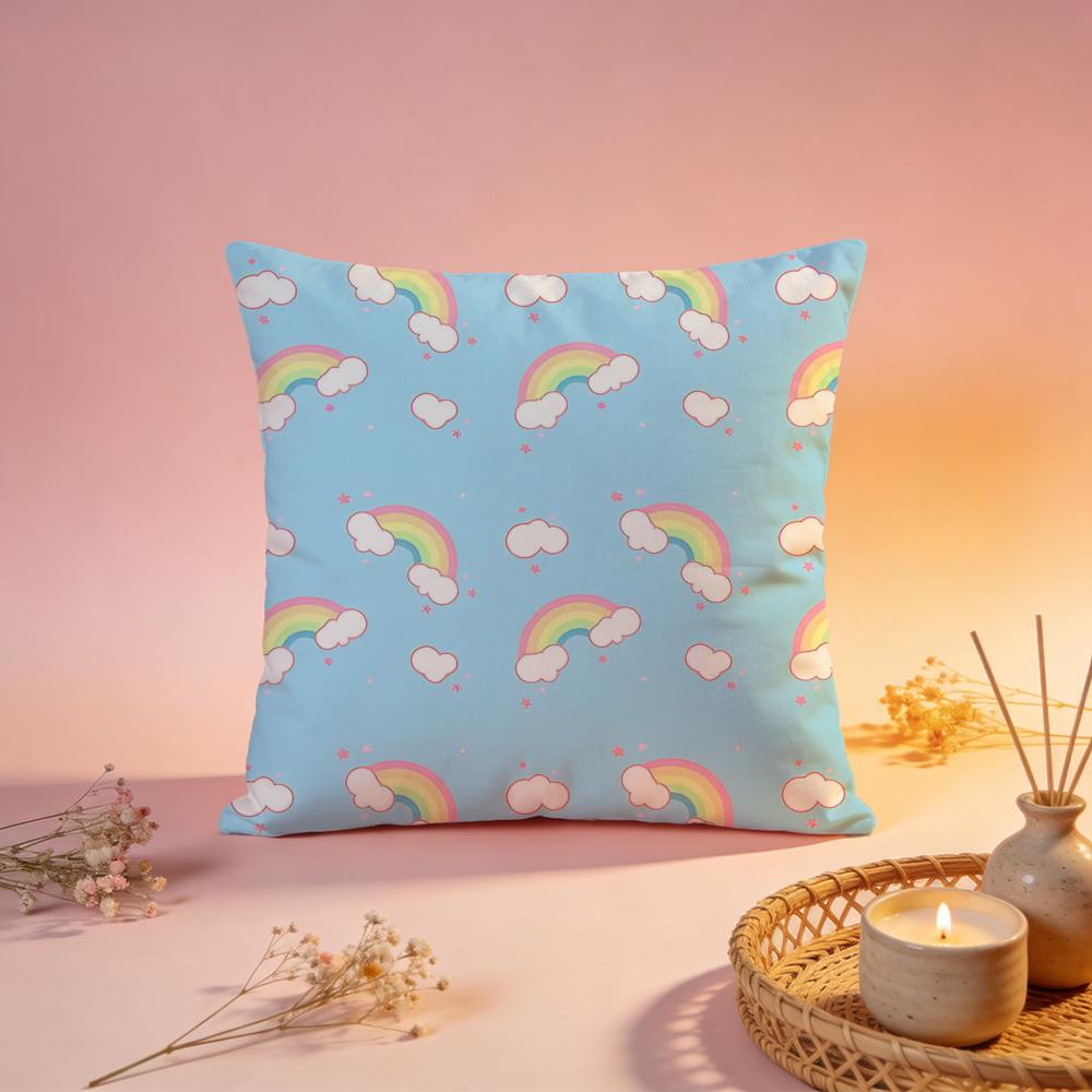 Bright Rainbow YK Pattern Cushion Cover Comfortable Durable Pillow Cover MultiScene for Home Office Car Sofa