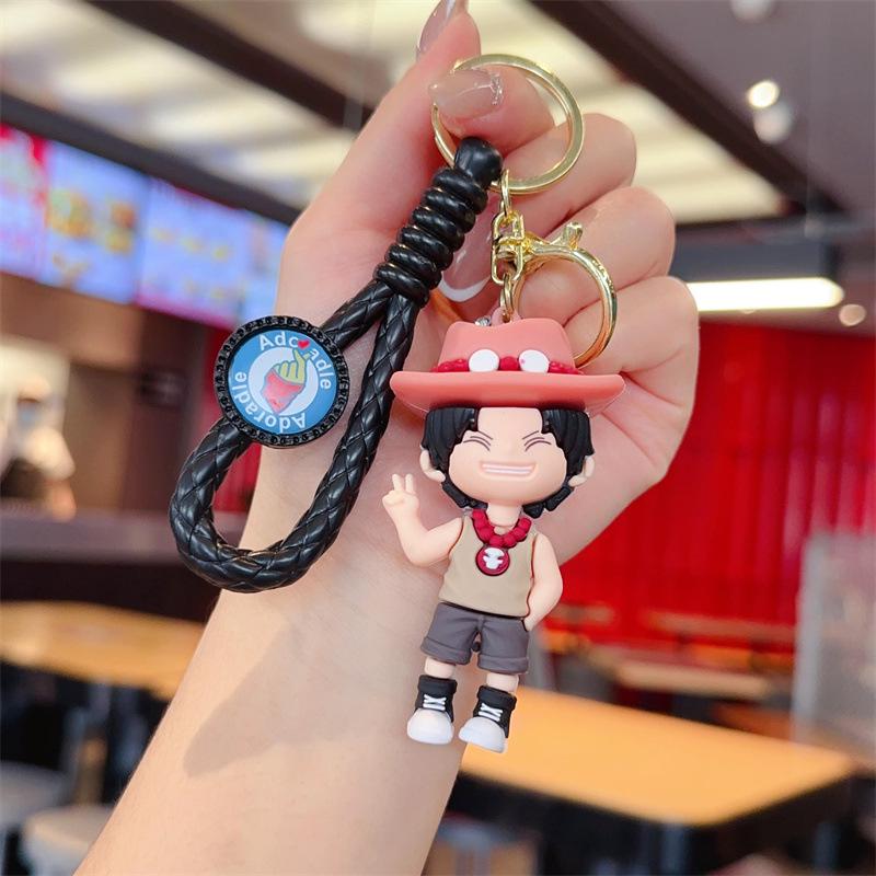 Cartoon One Piece Keychain: PVC Figurine Charm for Bags & Cars, Cute Gift