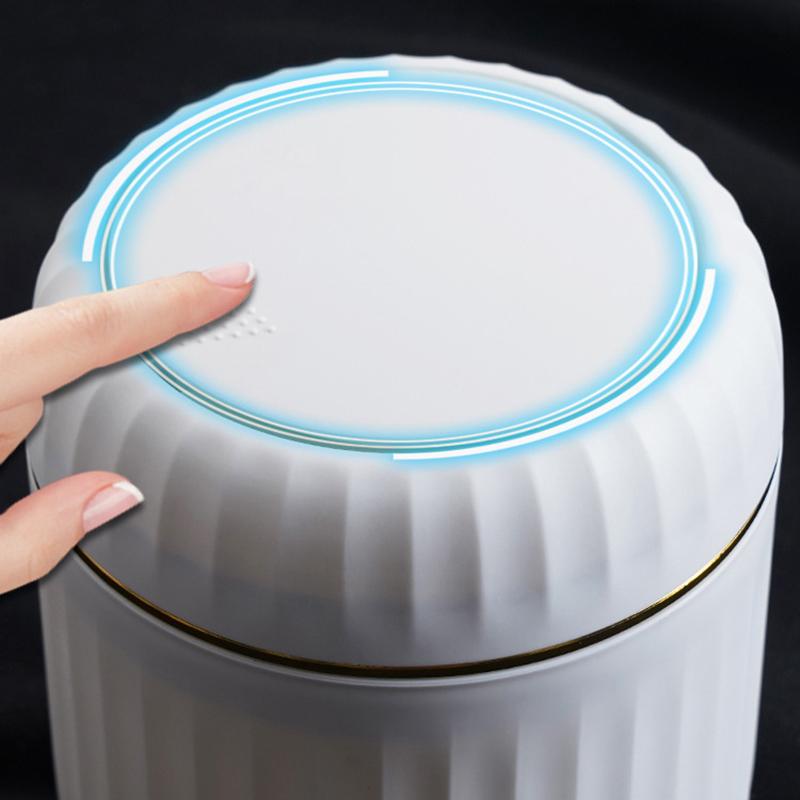 Roman Column Desktop Trash Can With One Touch Open Sealed Lid And Large Capacity Perfect For Home Office Vanity Desk Use