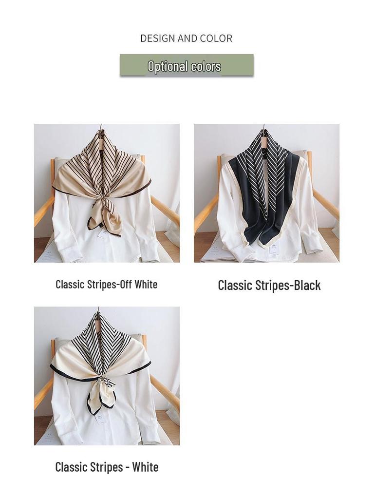 90×90 Großer Hochwertiger Schwarz-Weiß Gestreifter Schal: Professionelle Halsbekleidung, Stirnband & Sonnenschutz-Kopftuch