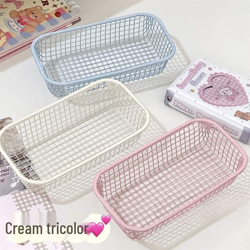 Iron Art Creamy Storage Basket - Office & Desk Organizer