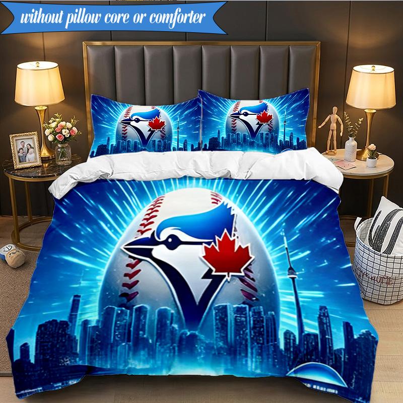 3PCS Blue Jays Bedding Set Duvet Cover Closure Includes 1 Duvet Cover & 2 Pillowcases for All Seasons Bedroom Decor Christmas Fan gifts