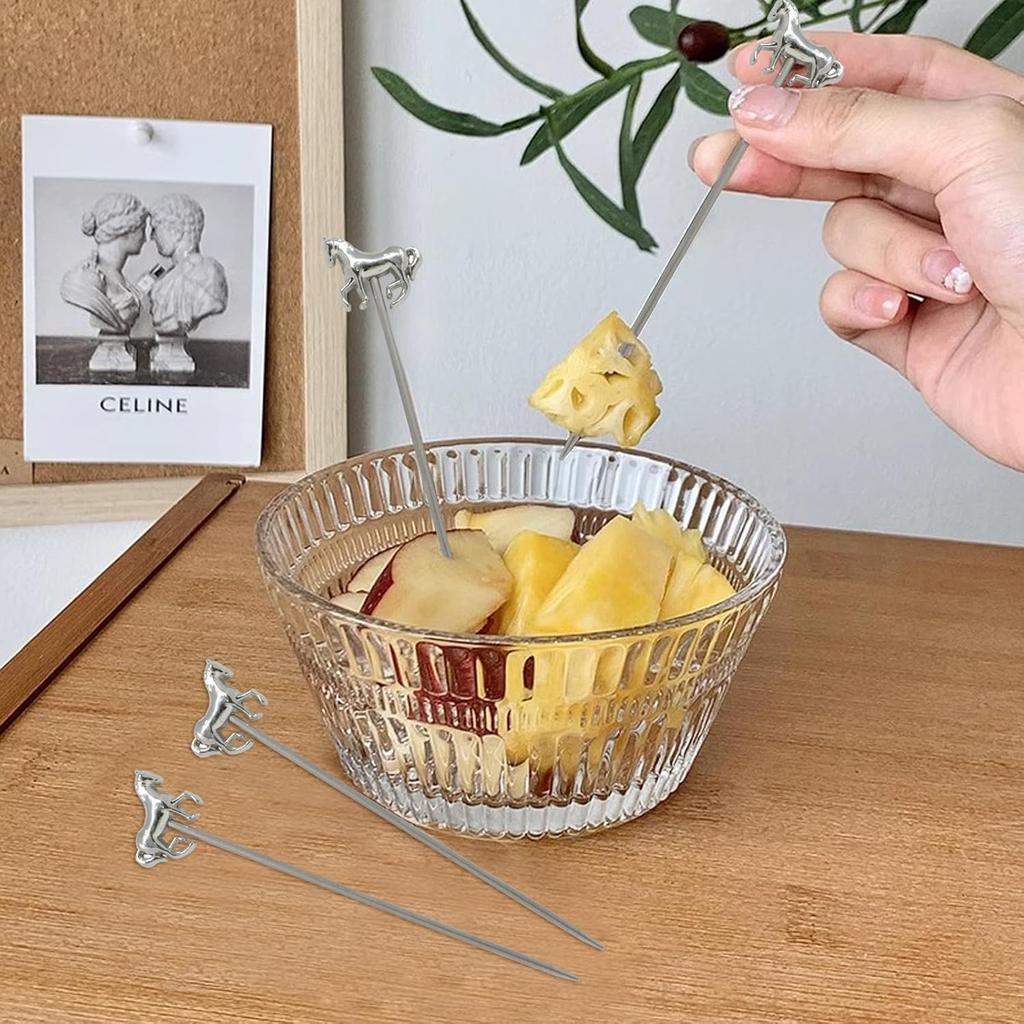 Honbay 5PCS Reble Stainless Steel Cocktail Picks Fruit Food Hamburger Toothpicks Cupcake Toppers Sandwich Appetizer Decorative Skewers Drink Garnish