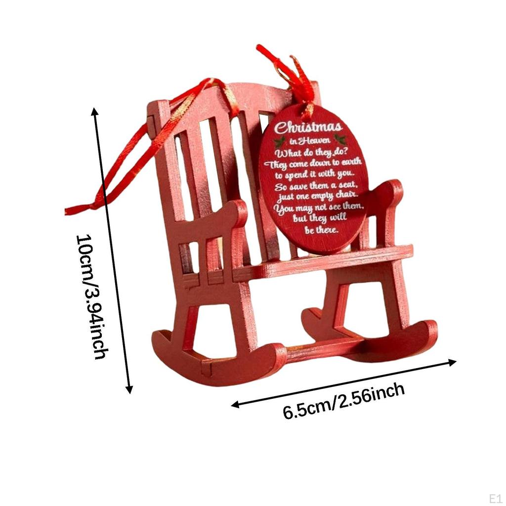 Mini Christmas Rocking Chair Ornament with Meaningful Tag Sign for Decoration