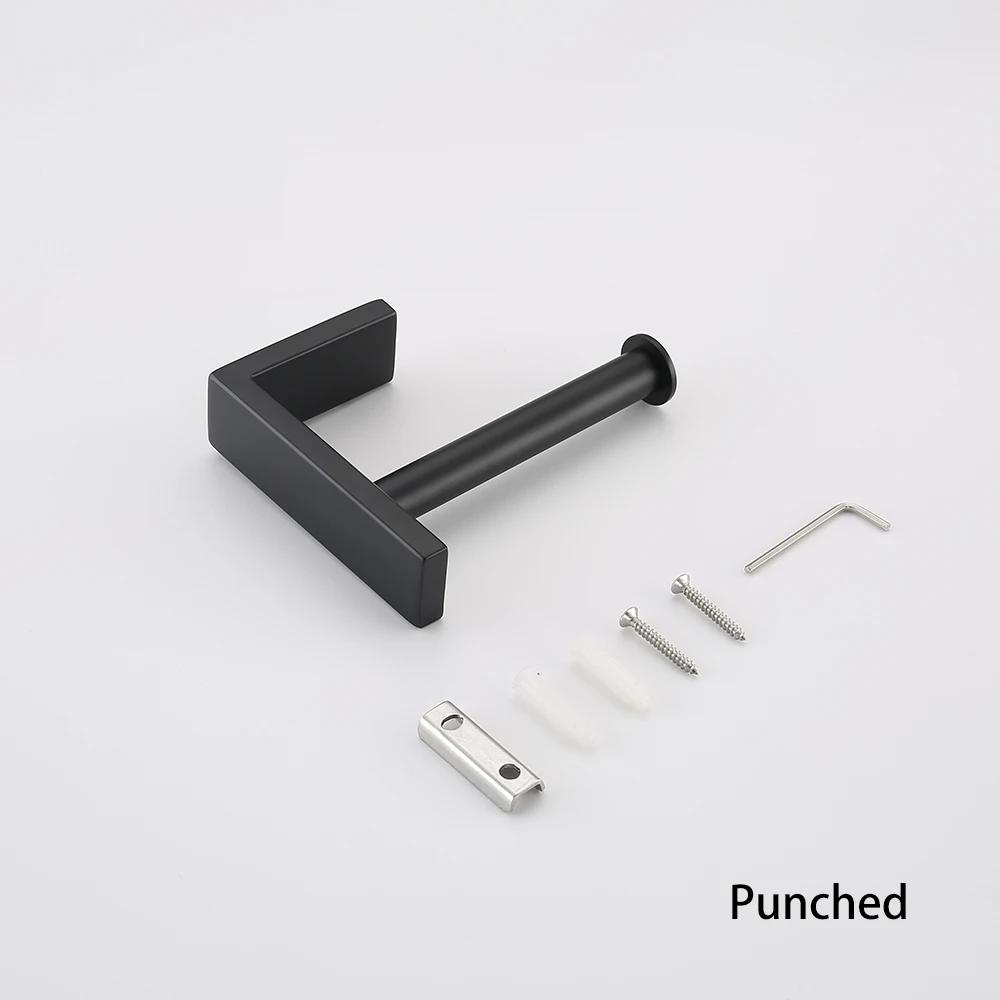 Black Design Easy To Install The Bathroom Kitchen Accessory Self Adhesive Stainless Steel Rustproof Toilet Paper Roll Holder