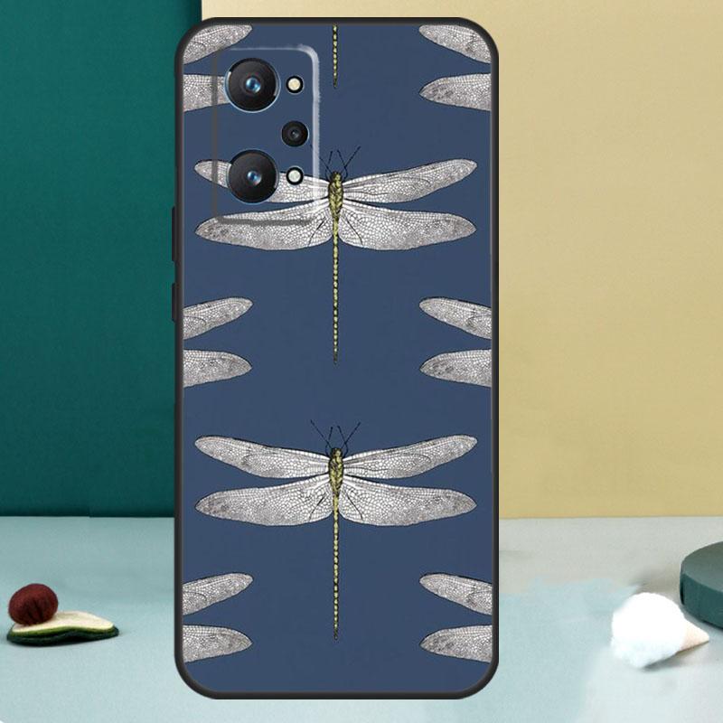 Floral Colorful Dragonfly For Realme 11 10 12 13 14 Pro Plus GT 7 6 5 Pro GT 6T C67 C61 C53 C51 C21Y C25S C75 C55 Case