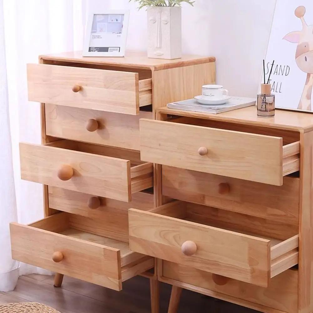 DIY Nordic Cupboard Wardrobe Pulls Round Beech Wardrobe Knob Simple Wood Hook Hanger Home Decoration