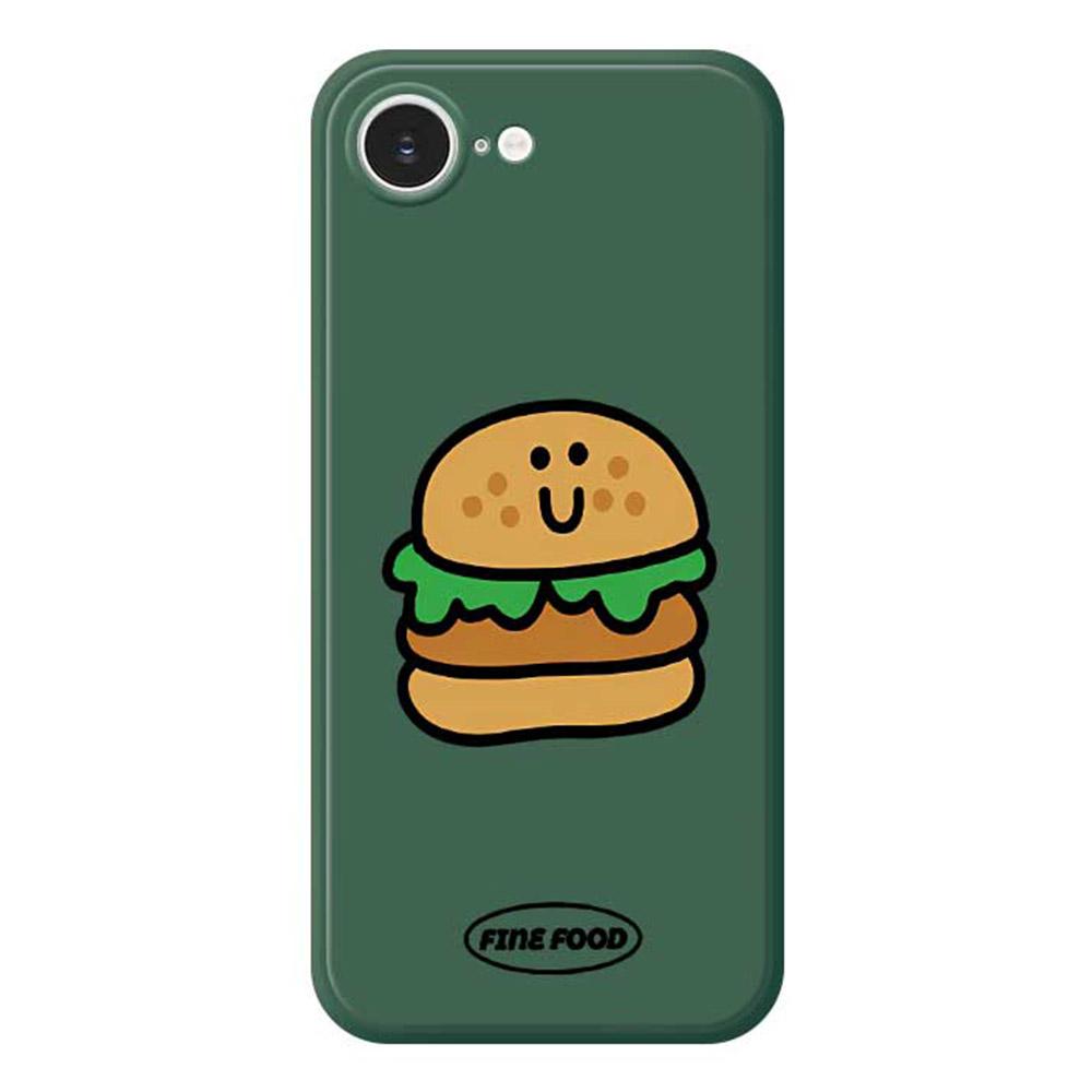 

For iPhone 16e Case Hamburger Pattern Printing Straight Edge TPU Phone Back Cover Green