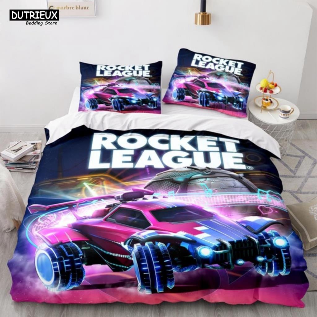 

Rocket League Single Bedding Set America Car Gaming Bed Linen Boys Teens Double Twin Queen King Size Duvet Cover With Pillowcase EU single(135x200cm)