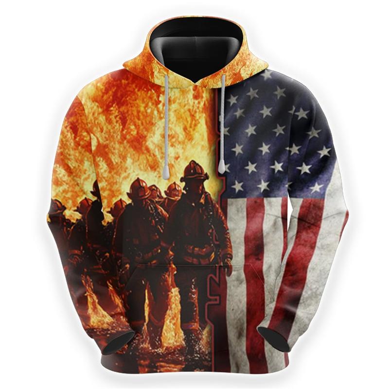 Fashion Firefighter Hero Profession Graphic Sweatshirts Fashion Male Pullovers Streetwear Fireman Work Sweatshirts Harajuku Tops
