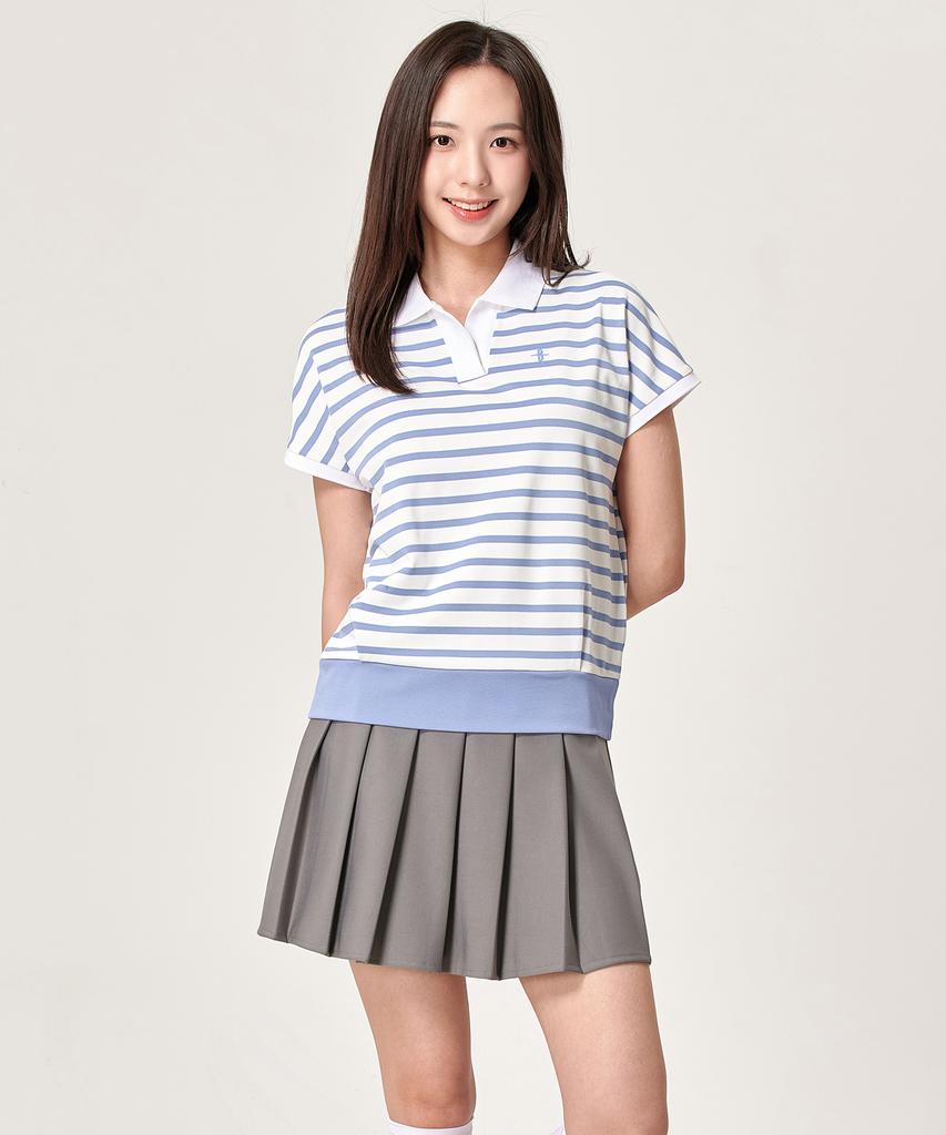 BILTMORE Women'S Golf Striped Batwing Short Sleeve Collared T-Shirt