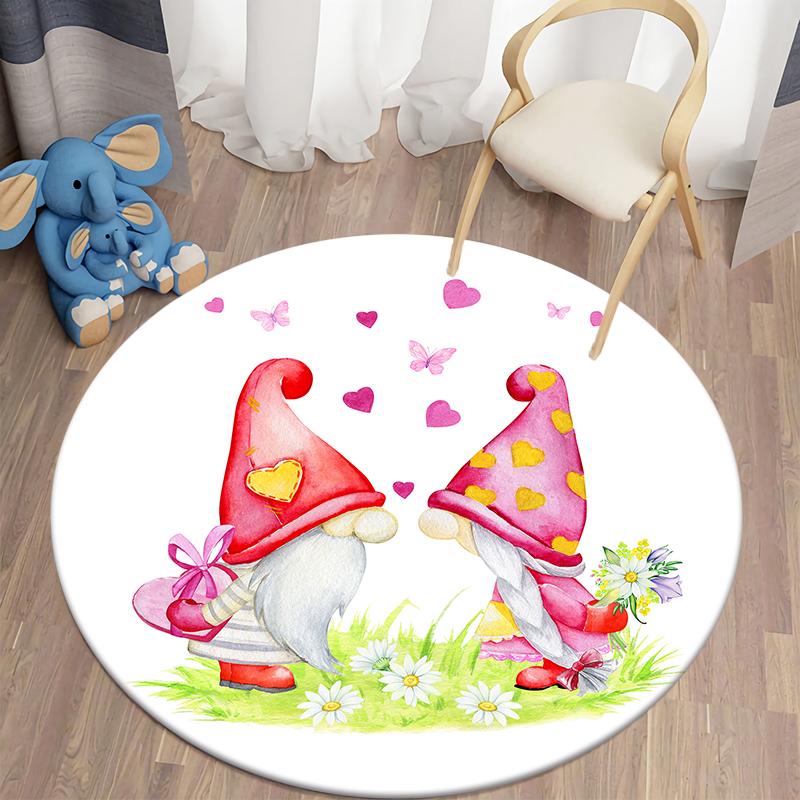 Valentine's Day Kawaii Printed Circular Carpet Home Living Room Bedroom Carpet Floor Decoration Anti Slip Floor Mat