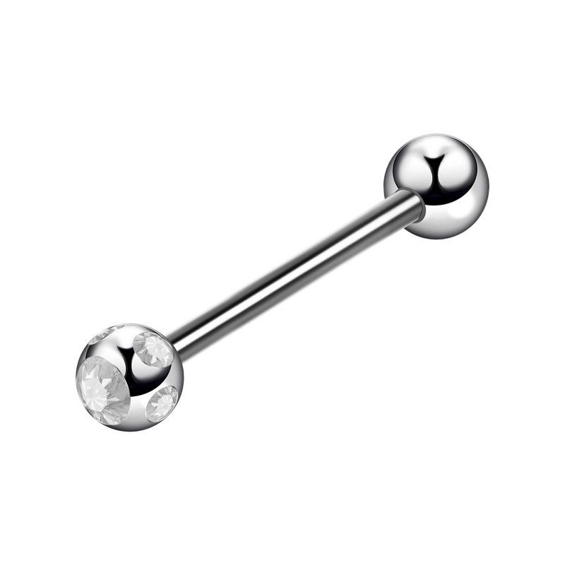 Stainless Steel Colorful Diamond Tongue Piercing Barbell for Ear Cartilage | Body Jewelry 