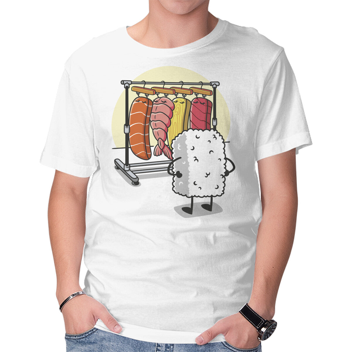Unisex Crew Neck T-Shirt Sushi Wardrobe Graphic Short Sleeve Casual Tee XXL